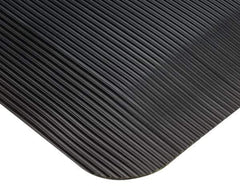 Wearwell - 3' Long x 2' Wide, Dry Environment, Anti-Fatigue Matting - Black, Vinyl with Vinyl Sponge Base, Beveled on 4 Sides - Eagle Tool & Supply