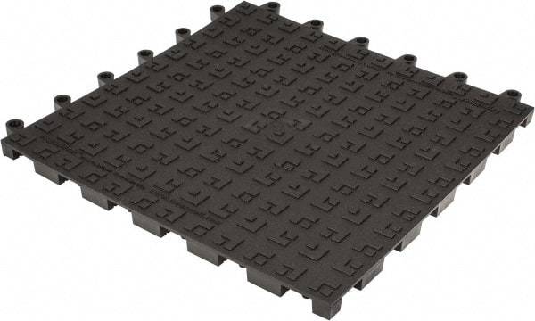 Wearwell - 18" Long x 18" Wide x 7/8" Thick, Anti-Fatigue Modular Matting Solid Grid - 4 Interlocking Sides, Black, For Dry Areas, Series 562 - Eagle Tool & Supply