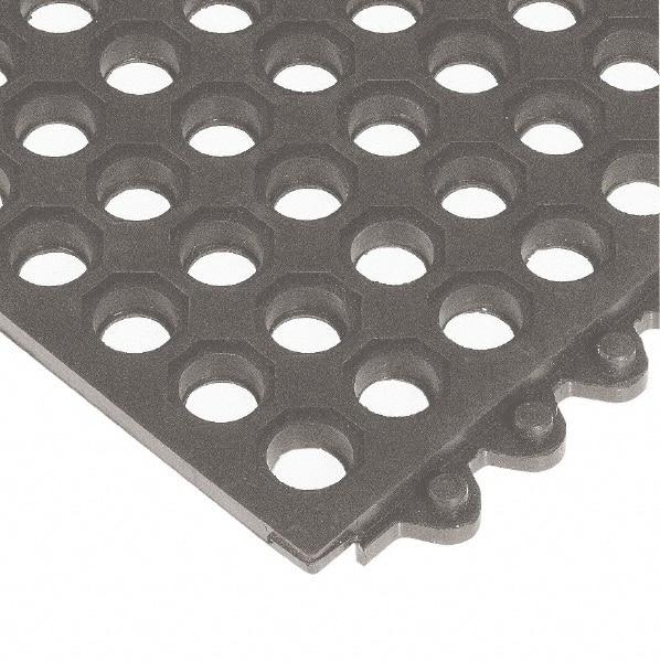 Wearwell - 3' Long x 3' Wide x 5/8" Thick, Anti-Fatigue Modular Matting Tiles - Black, For Dry & Wet Areas, Series 572 - Eagle Tool & Supply