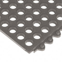Wearwell - 3' Long x 3' Wide x 5/8" Thick, Anti-Fatigue Modular Matting Tiles - Black, For Dry & Wet Areas, Series 572 - Eagle Tool & Supply