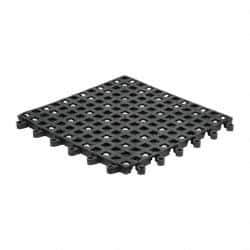 Wearwell - 18" Long x 18" Wide x 7/8" Thick, Anti-Fatigue Modular Matting Open Grid - Male & Female, 4 Interlocking Sides, Black, For Dry & Wet Areas, Series 560 - Eagle Tool & Supply