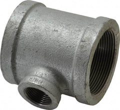 Made in USA - Class 150, 2 x 2 x 3/4" Galvanized Pipe Reducing Tee - Threaded, Malleable Iron - Eagle Tool & Supply