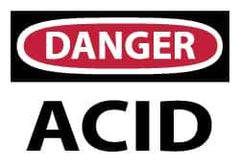 NMC - Hazardous Materials Label, Header: DANGER - Legend: Danger - Acid, English, Red, Black & White, 5" Long x 3" High, Sign Muscle Finish - Eagle Tool & Supply