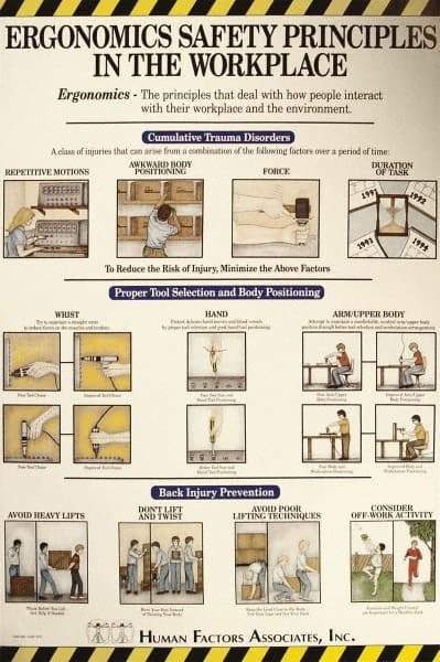 NMC - 24" Wide x 36" High Laminated Paper Ergonomics Information Poster - English - Eagle Tool & Supply