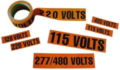 NMC - Electrical Markers Label - Legend: 120 Volts, English, Black & Orange, 9" Long x 2-1/4" High, Sign Muscle Finish - Eagle Tool & Supply