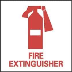 NMC - Fire Extinguisher, Pressure Sensitive Vinyl Fire Sign - 4" Wide x 4" High - Eagle Tool & Supply