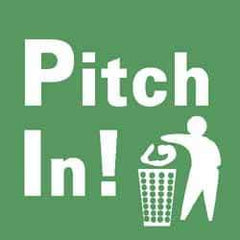 NMC - Restroom, Janitorial & Housekeeping Label - Legend: Pitch in!, English, Green & White, 4" Long x 4" High, Sign Muscle Finish - Eagle Tool & Supply