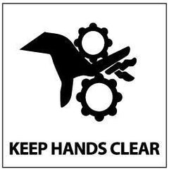 NMC - Accident Prevention Label - Legend: Keep Hands Clear, English, Black & White, 4" Long x 4" High, Sign Muscle Finish - Eagle Tool & Supply