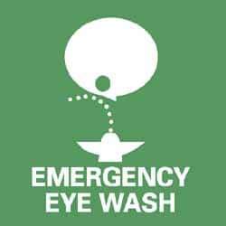 NMC - First Aid Label - Legend: Emergency Eye Wash, English, Green & White, 4" Long x 4" High, Sign Muscle Finish - Eagle Tool & Supply