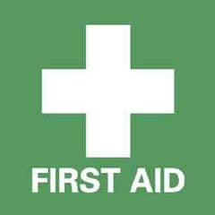 NMC - First Aid Label - Legend: First Aid, English, Green & White, 4" Long x 4" High, Sign Muscle Finish - Eagle Tool & Supply
