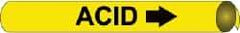NMC - Pipe Marker with Acid Legend and Arrow Graphic - 8 to 10" Pipe Outside Diam, Black on Yellow - Eagle Tool & Supply