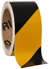 NMC - Black & Yellow Striped Vinyl Tape - 2" Wide x 30' Long x 0.002" Thick, General Traffic - Eagle Tool & Supply