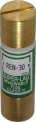 Cooper Bussmann - 250 VAC, 30 Amp, Time Delay Renewable Fuse - Fuse Holder Mount, 50.8mm OAL, 10 (RMS) kA Rating, 9/16" Diam - Eagle Tool & Supply