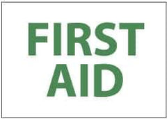 NMC - "First Aid", 7" Long x 10" Wide, Pressure-Sensitive Vinyl Safety Sign - Rectangle, 0.004" Thick, Use for First Aid - Eagle Tool & Supply