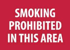 NMC - "Smoking Prohibited in This Area", 10" Long x 14" Wide, Rigid Plastic Safety Sign - Rectangle, 0.05" Thick, Use for Smoking Regulations - Eagle Tool & Supply