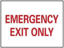 NMC - Emergency Exit Only, Plastic Exit Sign - 10" Wide x 7" High - Eagle Tool & Supply