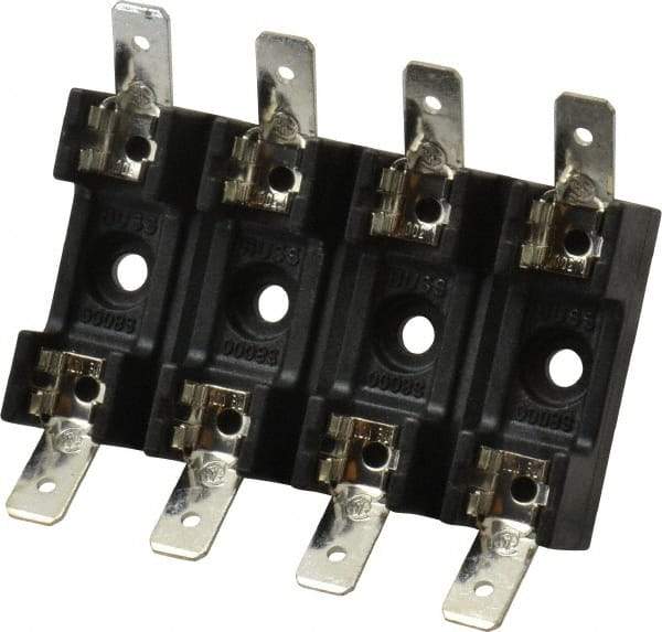 Cooper Bussmann - 4 Pole, 300 VAC/VDC, 30 Amp, Bolt-in Fuse Block - 1/4 Inch Diameter x 1-1/4 Inch Fuse Length, 2 Inch Long x 2-3/8 Inch Wide x 14.3mm High Block, 266°F - Eagle Tool & Supply