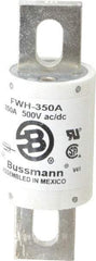 Cooper Bussmann - 500 VAC/VDC, 350 Amp, Fast-Acting Semiconductor/High Speed Fuse - Bolt-on Mount, 4-11/32" OAL, 200 (RMS Symmetrical), 50 at DC kA Rating, 1-1/2" Diam - Eagle Tool & Supply