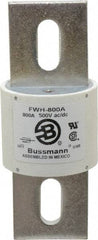 Cooper Bussmann - 500 VAC/VDC, 800 Amp, Fast-Acting Semiconductor/High Speed Fuse - Bolt-on Mount, 6-15/32" OAL, 200 (RMS Symmetrical), 50 at DC kA Rating, 2-1/2" Diam - Eagle Tool & Supply