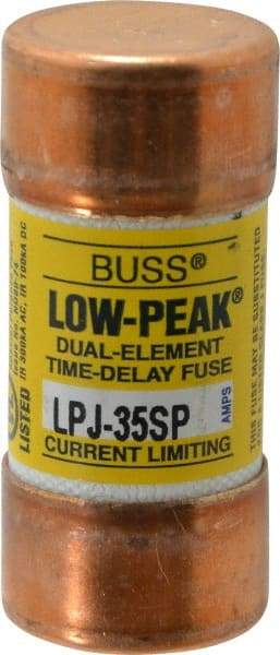 Cooper Bussmann - 300 VDC, 600 VAC, 35 Amp, Time Delay General Purpose Fuse - Fuse Holder Mount, 2-3/8" OAL, 100 at DC, 300 at AC (RMS) kA Rating, 1-1/16" Diam - Eagle Tool & Supply