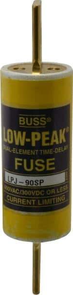 Cooper Bussmann - 300 VDC, 600 VAC, 90 Amp, Time Delay General Purpose Fuse - Bolt-on Mount, 4-5/8" OAL, 100 at DC, 300 at AC (RMS) kA Rating, 1-1/8" Diam - Eagle Tool & Supply