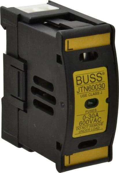 Cooper Bussmann - 1 Pole, 600 VAC/VDC, 30 Amp, DIN Rail Mount Fuse Holder - Compatible with J Class, 1.23 Inch Wide Fuse - Eagle Tool & Supply