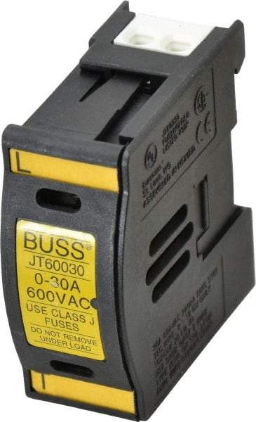 Cooper Bussmann - 1 Pole, 600 VAC/VDC, 30 Amp, DIN Rail Mount Fuse Holder - Compatible with J Class, 1.23 Inch Wide Fuse - Eagle Tool & Supply