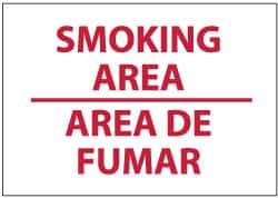 NMC - "Smoking Area", 10" Long x 14" Wide, Rigid Plastic Safety Sign - Rectangle, 0.05" Thick, Use for Smoking Regulations - Eagle Tool & Supply