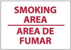 NMC - "Smoking Area", 10" Long x 14" Wide, Rigid Plastic Safety Sign - Rectangle, 0.05" Thick, Use for Smoking Regulations - Eagle Tool & Supply