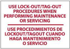 NMC - "Use Lock-Out/Tag-Out Procedures When Performing Maintenance or Servicing", 10" Long x 14" Wide, Pressure-Sensitive Vinyl Safety Sign - Rectangle, 0.004" Thick, Use for Accident Prevention - Eagle Tool & Supply
