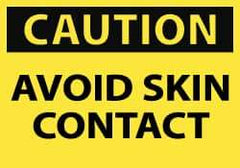 NMC - Accident Prevention Label, Header: CAUTION - Legend: Caution - Avoid Skin Contact, English, Black & Yellow, 5" Long x 3" High, Sign Muscle Finish - Eagle Tool & Supply