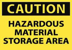 NMC - Hazardous Materials Label, Header: CAUTION - Legend: Caution - Hazardous Material Storage Area, English, Black & Yellow, 5" Long x 3" High, Sign Muscle Finish - Eagle Tool & Supply