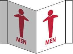 NMC - "Men", 5-3/4" Long x 8-3/4" Wide, Rigid Plastic Safety Sign - Rectangle, 0.125" Thick, Use for Restroom, Janitorial & Housekeeping - Eagle Tool & Supply