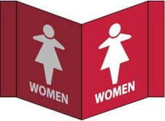 NMC - "Women", 8" Long x 14-1/2" Wide, Rigid Plastic Safety Sign - Rectangle, 0.125" Thick, Use for Restroom, Janitorial & Housekeeping - Eagle Tool & Supply