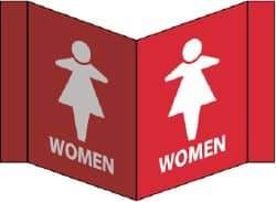 NMC - "Women", 8" Long x 14-1/2" Wide, Rigid Plastic Safety Sign - Rectangle, 0.125" Thick, Use for Restroom, Janitorial & Housekeeping - Eagle Tool & Supply