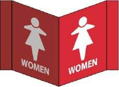 NMC - "Women", 8" Long x 14-1/2" Wide, Rigid Plastic Safety Sign - Rectangle, 0.125" Thick, Use for Restroom, Janitorial & Housekeeping - Eagle Tool & Supply
