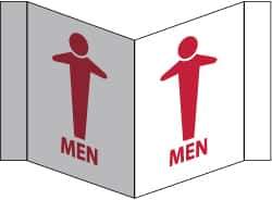 NMC - "Men", 5-3/4" Long x 8-3/4" Wide, Rigid Plastic Safety Sign - Rectangle, 0.125" Thick, Use for Restroom, Janitorial & Housekeeping - Eagle Tool & Supply