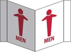 NMC - "Men", 5-3/4" Long x 8-3/4" Wide, Rigid Plastic Safety Sign - Rectangle, 0.125" Thick, Use for Restroom, Janitorial & Housekeeping - Eagle Tool & Supply