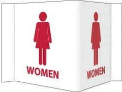 NMC - "Women", 5-3/4" Long x 8-3/4" Wide, Rigid Plastic Safety Sign - Rectangle, 0.125" Thick, Use for Restroom, Janitorial & Housekeeping - Eagle Tool & Supply