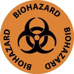 NMC - Biohazard, Anti-Skid Pressure-Sensitive Vinyl Floor Sign - Round, Black on Orange, Adhesive Backed, For Hazardous Materials - Eagle Tool & Supply