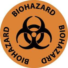 NMC - Biohazard, Anti-Skid Pressure-Sensitive Vinyl Floor Sign - Round, Black on Orange, Adhesive Backed, For Hazardous Materials - Eagle Tool & Supply