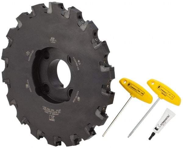 Kennametal - Shell Mount Connection, 0.709" Cutting Width, 3-5/16" Depth of Cut, 12" Cutter Diam, 2-1/2" Hole Diam, 18 Tooth Indexable Slotting Cutter - KSSS Toolholder, SD.. 43.. Insert, Neutral Cutting Direction - Eagle Tool & Supply