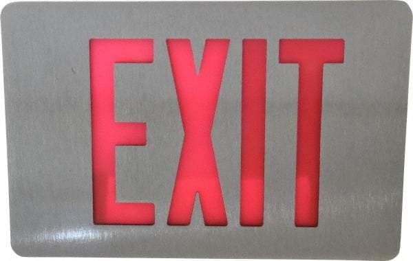 Cooper Lighting - 1 Face, 0.98, 1.04 Watt, Black, Aluminum, LED, Illuminated Exit Sign - 120/277 VAC, Nickel Cadmium, Surface Mounted, 12-5/8 Inch Long x 2-1/4 Inch Wide x 8-1/4 Inch High - Eagle Tool & Supply