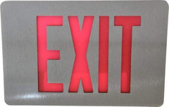 Cooper Lighting - 1 Face, 0.98, 1.04 Watt, Black, Aluminum, LED, Illuminated Exit Sign - 120/277 VAC, Nickel Cadmium, Surface Mounted, 12-5/8 Inch Long x 2-1/4 Inch Wide x 8-1/4 Inch High - Eagle Tool & Supply