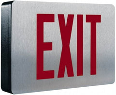 Cooper Lighting - 2 Face, 0.98, 1.04 Watt, Black, Aluminum, LED, Illuminated Exit Sign - 120/277 VAC, Nickel Cadmium, Surface Mounted, 12-5/8 Inch Long x 2-1/4 Inch Wide x 8-1/4 Inch High - Eagle Tool & Supply