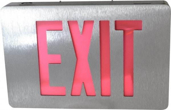 Cooper Lighting - 1 Face, 0.98, 1.04 Watt, Black, Aluminum, LED, Illuminated Exit Sign - 120/277 VAC, Nickel Cadmium, Surface Mounted, 12-5/8 Inch Long x 2-1/4 Inch Wide x 8-1/4 Inch High - Eagle Tool & Supply