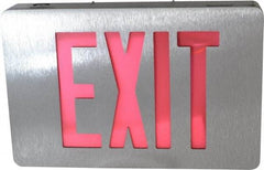 Cooper Lighting - 1 Face, 0.98, 1.04 Watt, Black, Aluminum, LED, Illuminated Exit Sign - 120/277 VAC, Nickel Cadmium, Surface Mounted, 12-5/8 Inch Long x 2-1/4 Inch Wide x 8-1/4 Inch High - Eagle Tool & Supply