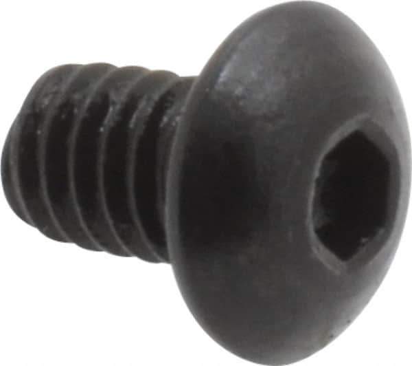 Holo-Krome - #8-32 UNC Hex Socket Drive, Button Screw - Alloy Steel, Black Oxide Finish, Fully Threaded, 1/4" Length Under Head - Eagle Tool & Supply