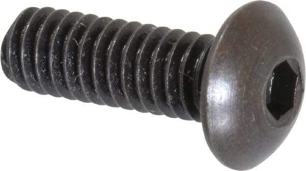 Holo-Krome - #8-32 UNC Hex Socket Drive, Button Screw - Alloy Steel, Black Oxide Finish, Fully Threaded, 1/2" Length Under Head - Eagle Tool & Supply