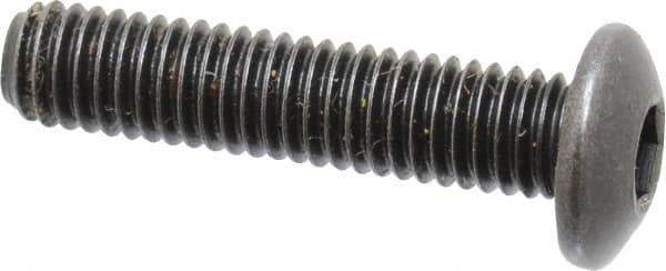 Holo-Krome - #10-32 UNF Hex Socket Drive, Button Screw - Alloy Steel, Black Oxide Finish, Fully Threaded, 7/8" Length Under Head - Eagle Tool & Supply